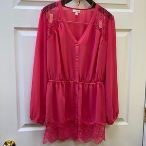 Charming Charlie Pink Flowy Sheer Top